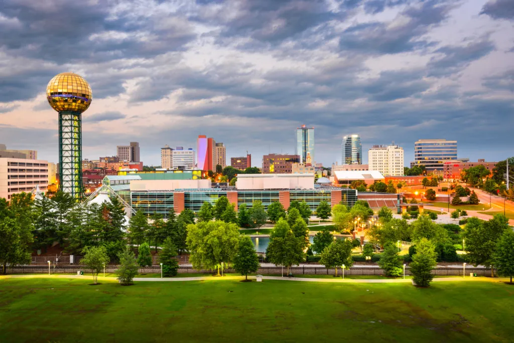 Knoxville Tennessee, USA downtown at World's Fair Park.